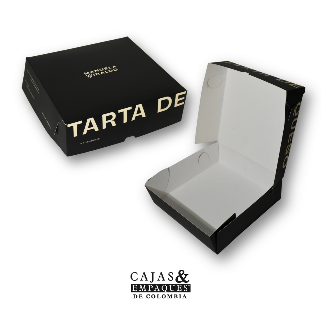 Caja ecológica plegadiza | Tartas de Queso Manuela Giraldo 22 cm x 22 cm x 7 cm