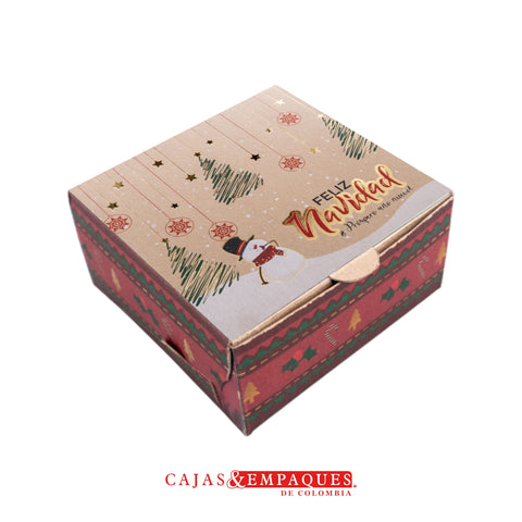 Caja ecológica plegadiza 10x10x5cm navidad con estampado Cajas y Empaques de Colombia