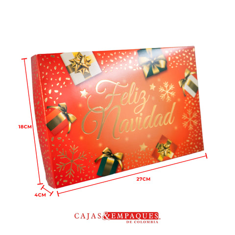 -Caja ecológica tapa y base 27x18x4 cm navidad roja Cajas y Empaques de Colombia