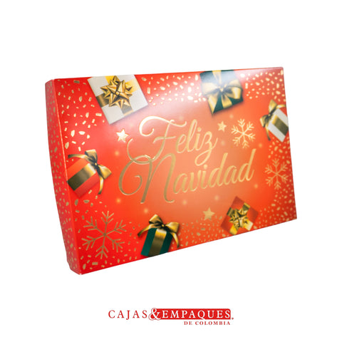-Caja ecológica tapa y base 27x18x4 cm navidad roja Cajas y Empaques de Colombia