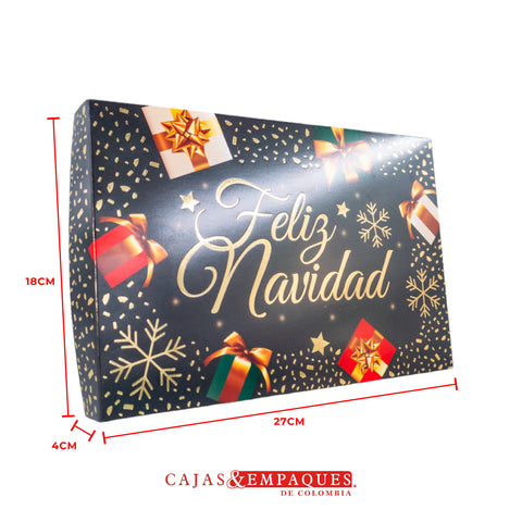 -Caja ecológica tapa y base 27x18x4 cm navidad verde Cajas y Empaques de Colombia