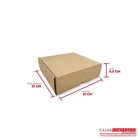 Caja ecológica plegadiza 21x21x6.5 cm micro-corrugado Cajas y Empaques de Colombia