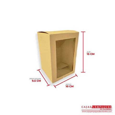 Caja ecológica plegadiza con ventana 10x9.5x15 café Cajas y Empaques de Colombia