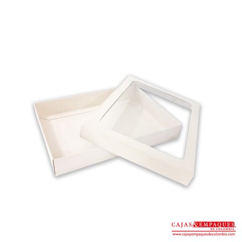 Caja ecológica tapa y base con ventana 20x15x3 cm crema Cajas y Empaques de Colombia