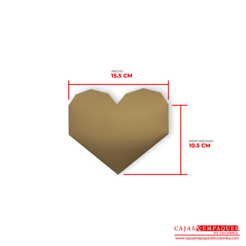 -Caja ecológica tapa y base tipo corazón 15.5x10.5x3 cm dorado Cajas y Empaques de Colombia