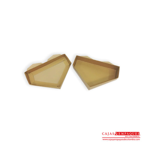 -Caja ecológica tapa y base tipo corazón 15.5x10.5x3 cm dorado Cajas y Empaques de Colombia