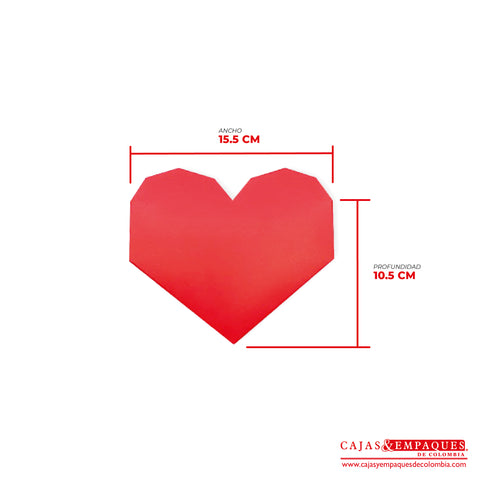 -Caja ecológica tapa y base tipo corazón 15.5x10.5x3 cm rojo Cajas y Empaques de Colombia