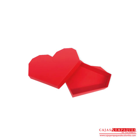 -Caja ecológica tapa y base tipo corazón 15.5x10.5x3 cm rojo Cajas y Empaques de Colombia