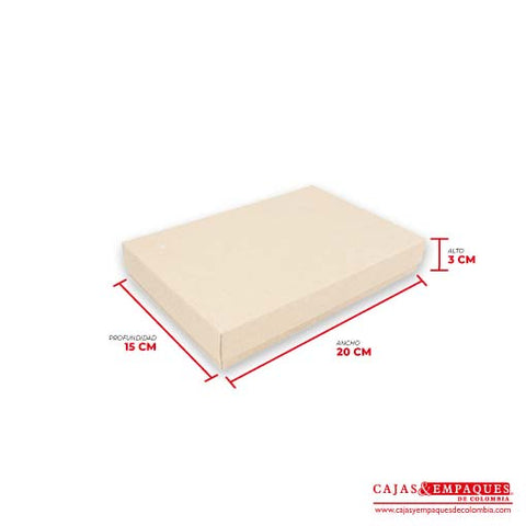 Caja ecológica tapa y base 20x15x3 cm crema Cajas y Empaques de Colombia