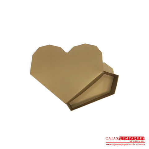 -Caja ecológica tapa y base tipo corazón 22x15.5x4.5 cm dorado Cajas y Empaques de Colombia