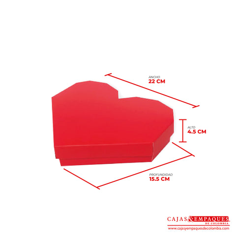 -Caja ecológica tapa y base tipo corazón 22x15.5x4.5 cm rojo Cajas y Empaques de Colombia