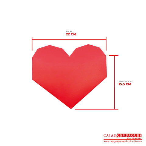 -Caja ecológica tapa y base tipo corazón 22x15.5x4.5 cm rojo Cajas y Empaques de Colombia