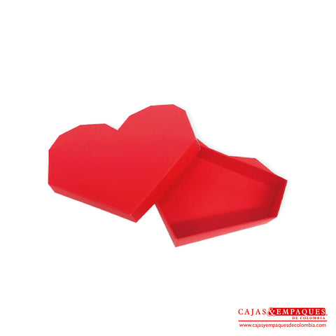 -Caja ecológica tapa y base tipo corazón 22x15.5x4.5 cm rojo Cajas y Empaques de Colombia