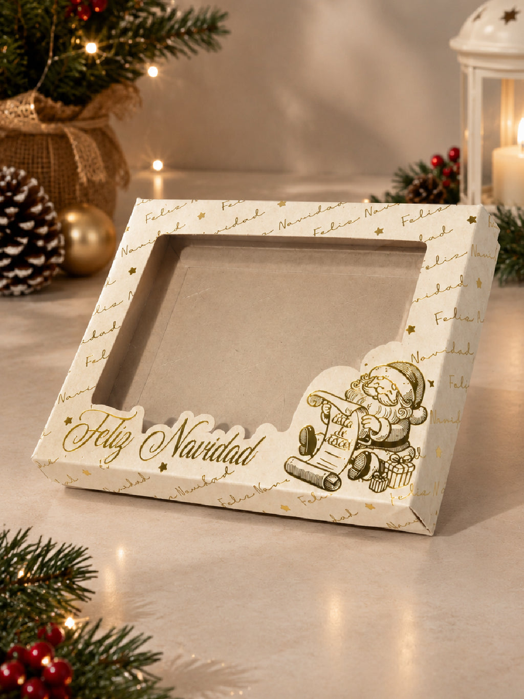 Caja ecológica tapa y base 20x15x3 cm crema - Santa