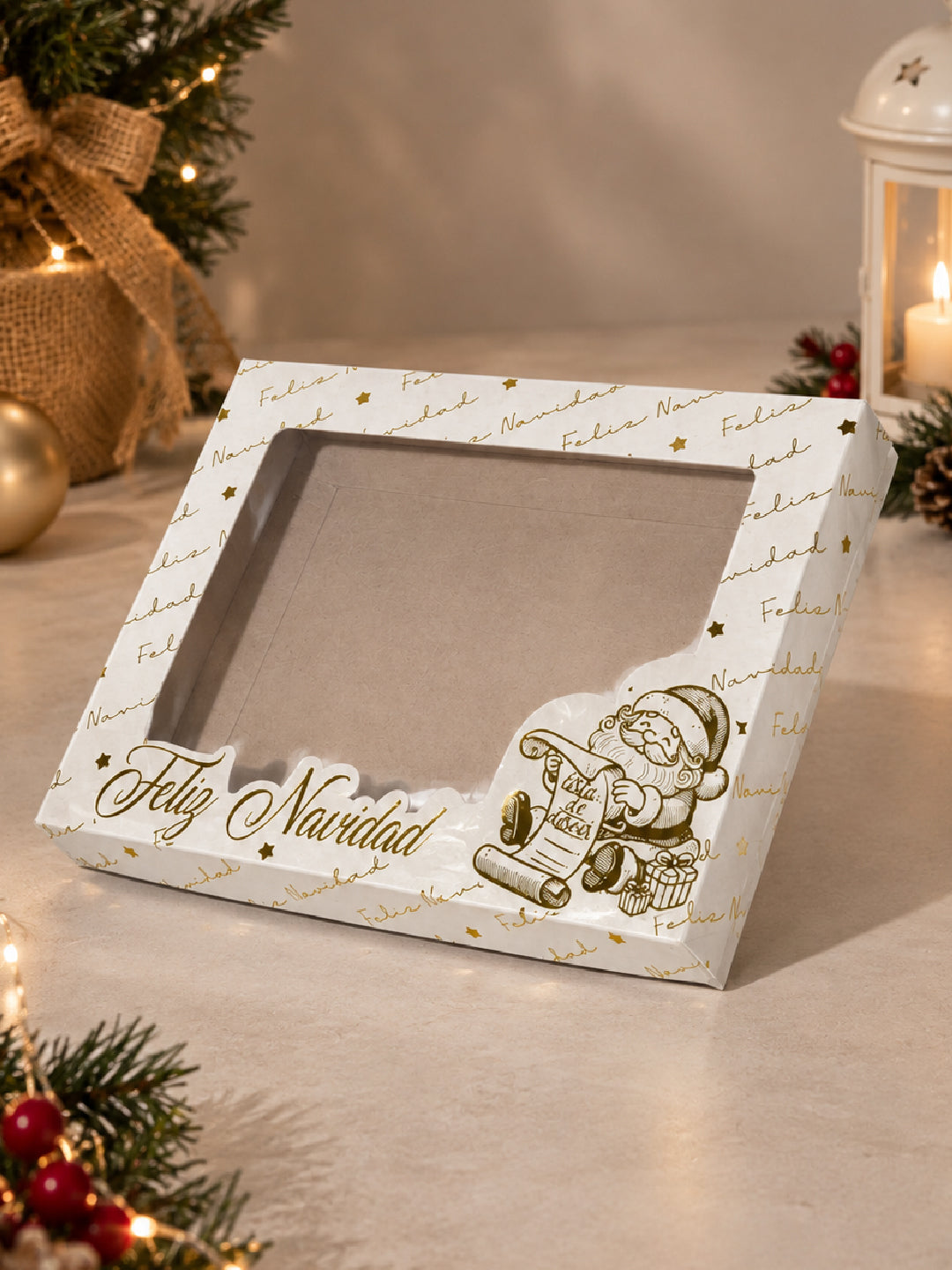 Caja ecológica tapa y base 20x15x3 cm blanco - Santa