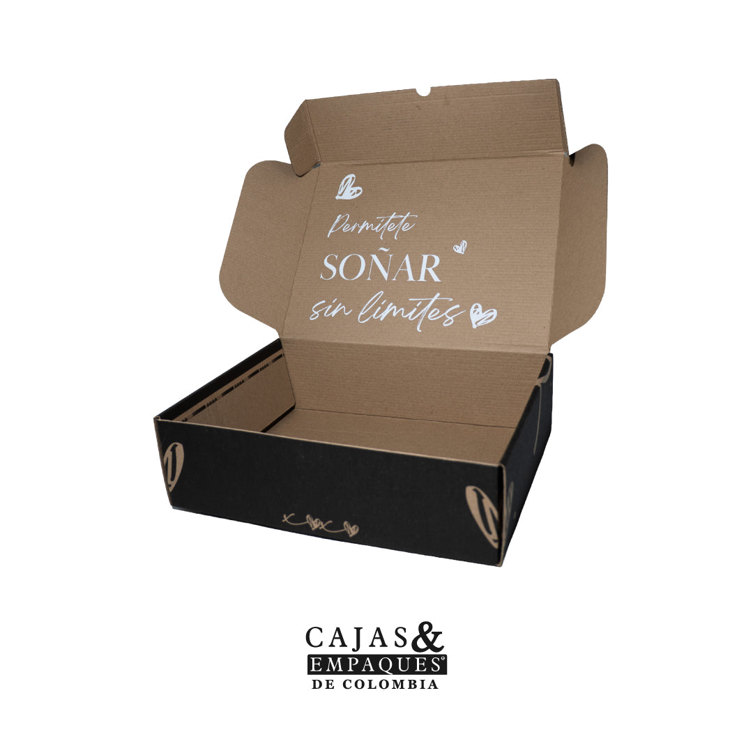 Eco-friendly box with black glossy 10x10x4 cm slip lid