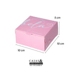 Caja ecológica plegadiza 10x10x5 cm - Hola rosada
