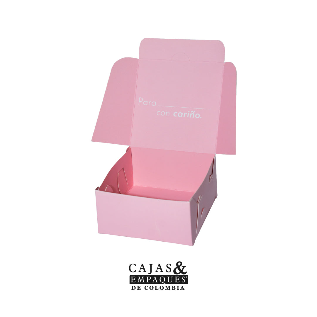 Caja ecológica plegadiza 10x10x5 cm - Hola rosada