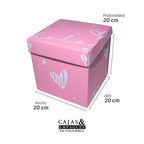 Caja ecológica plegadiza 20X20X20 cm micro-corrugado Rosada- blanca