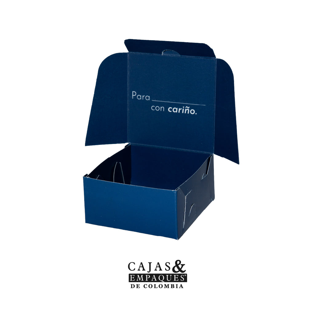 Caja ecológica plegadiza 10x10x5 cm - Hola azul