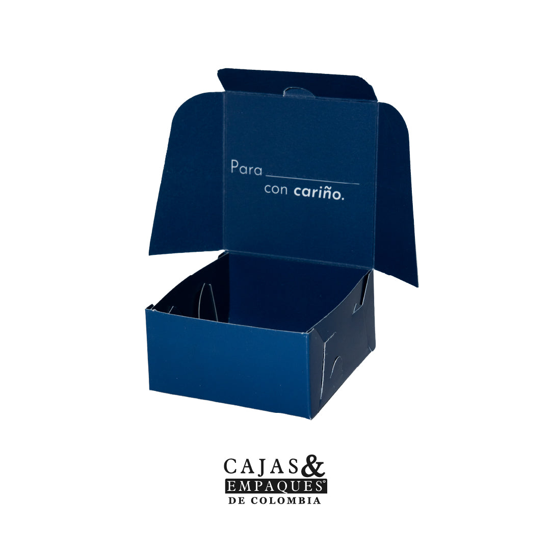 Caja ecológica plegadiza 10x10x5 cm - Hola azul