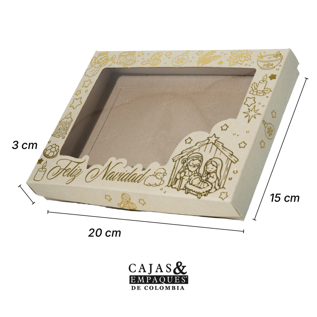Caja ecológica tapa y base 20x15x3 cm crema - Pesebre