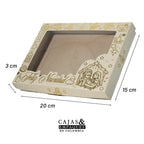 Caja ecológica tapa y base 20x15x3 cm crema - Pesebre