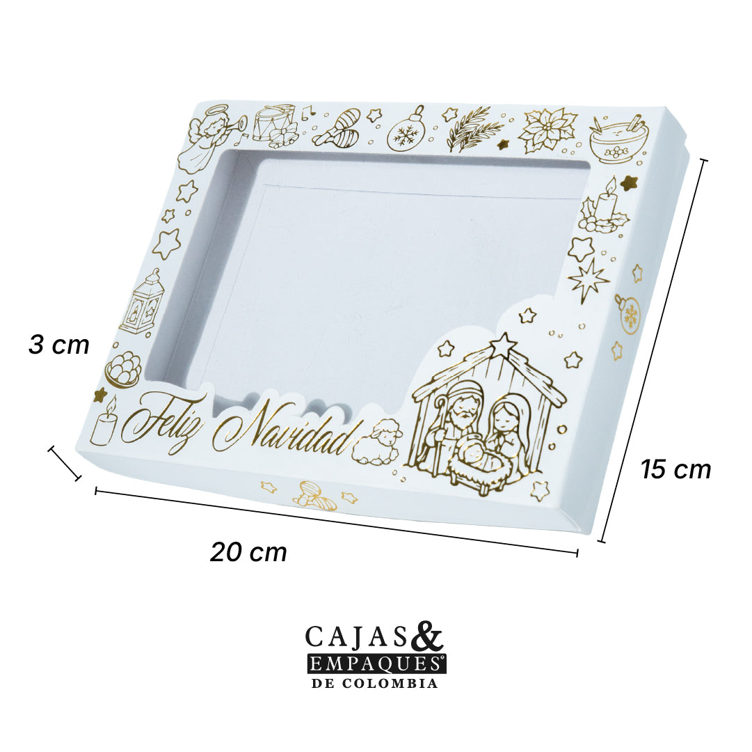 Caja ecológica tapa y base 20x15x3 cm blanco - Pesebre