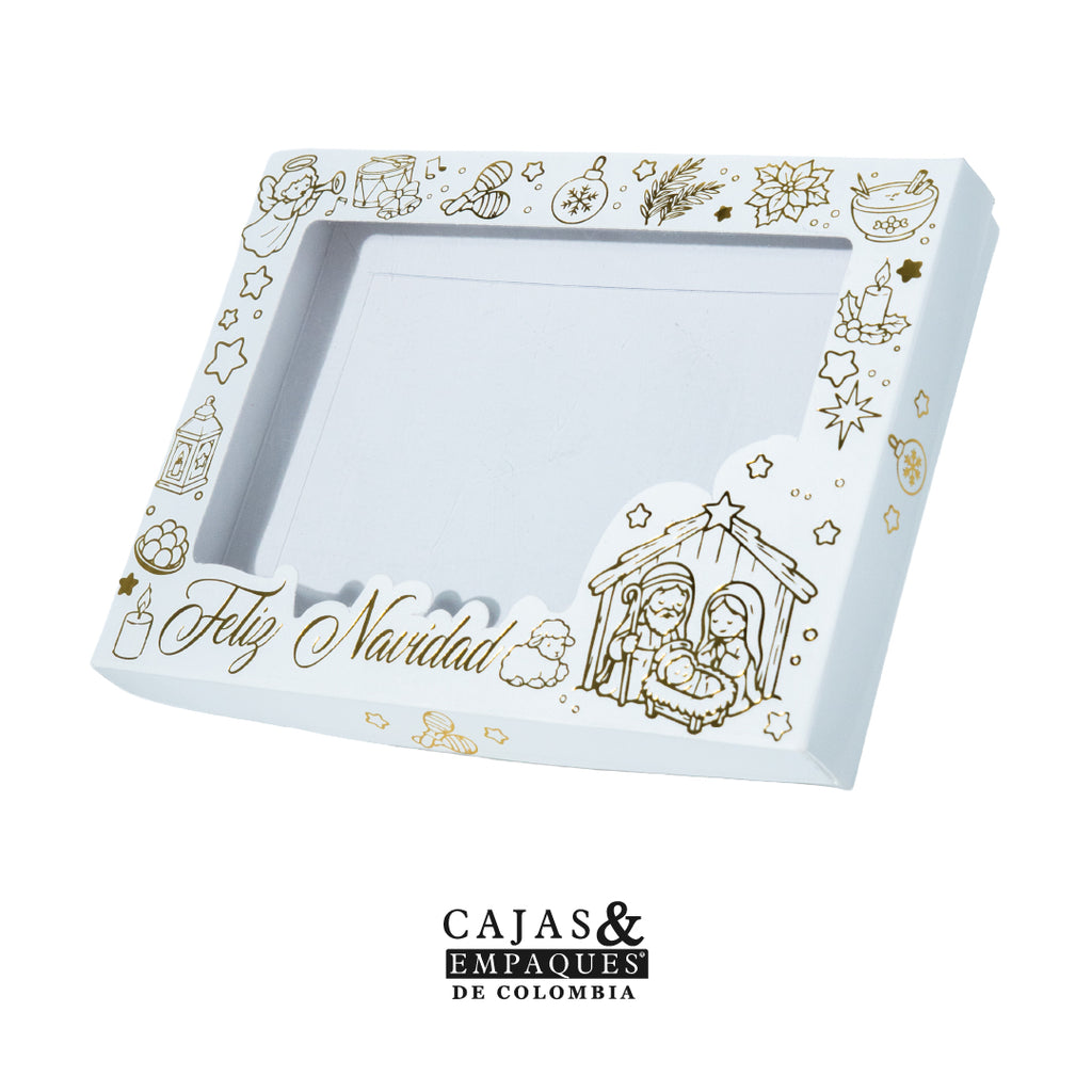 Caja ecológica tapa y base 20x15x3 cm blanco - Pesebre
