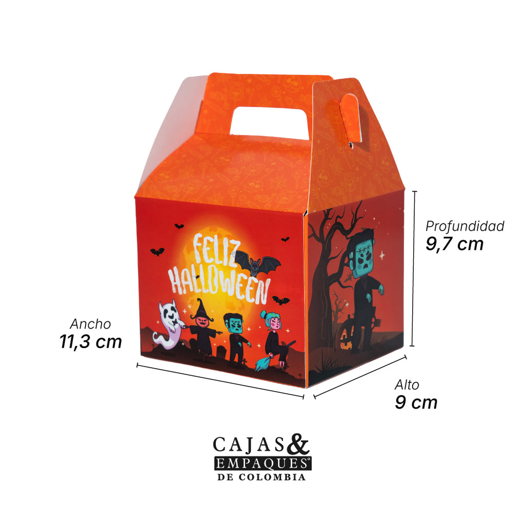 Caja ecológica tipo maletín 11.3x9x9.7 cm naranja