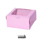 Caja ecológica plegadiza con ventana 10x10x5 cm rosada