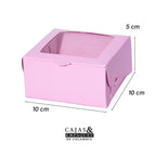 Caja ecológica plegadiza con ventana 10x10x5 cm rosada