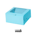 Caja ecológica plegadiza con ventana 10x10x5 cm azul