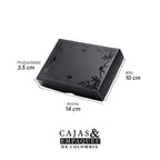 Caja ecológica tapa y base 14x10x3.5 cm negra con brillo