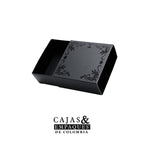 Caja ecológica base funda 10x10x4 cm negra con brillo