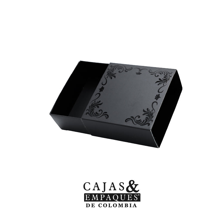 Caja ecológica base funda 10x10x4 cm negra con brillo