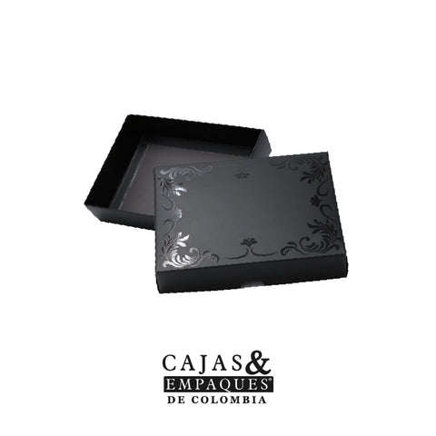 Caja ecológica tapa y base 14x10x3.5 cm negra con brillo