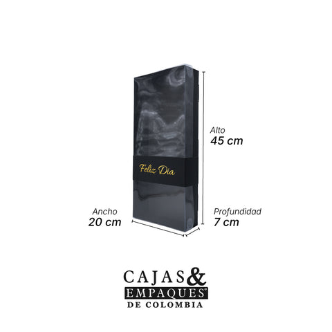 Caja ecológica base y tapa en acetato 45x20x7 cm negro Feliz día