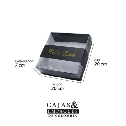 Caja ecológica tapa y base en acetato 20x20x7 cm negra