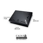 Caja ecológica tapa y base 30.5x23.5x7 cm negra con brillo