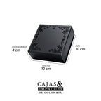 Caja ecológica base funda 10x10x4 cm negra con brillo