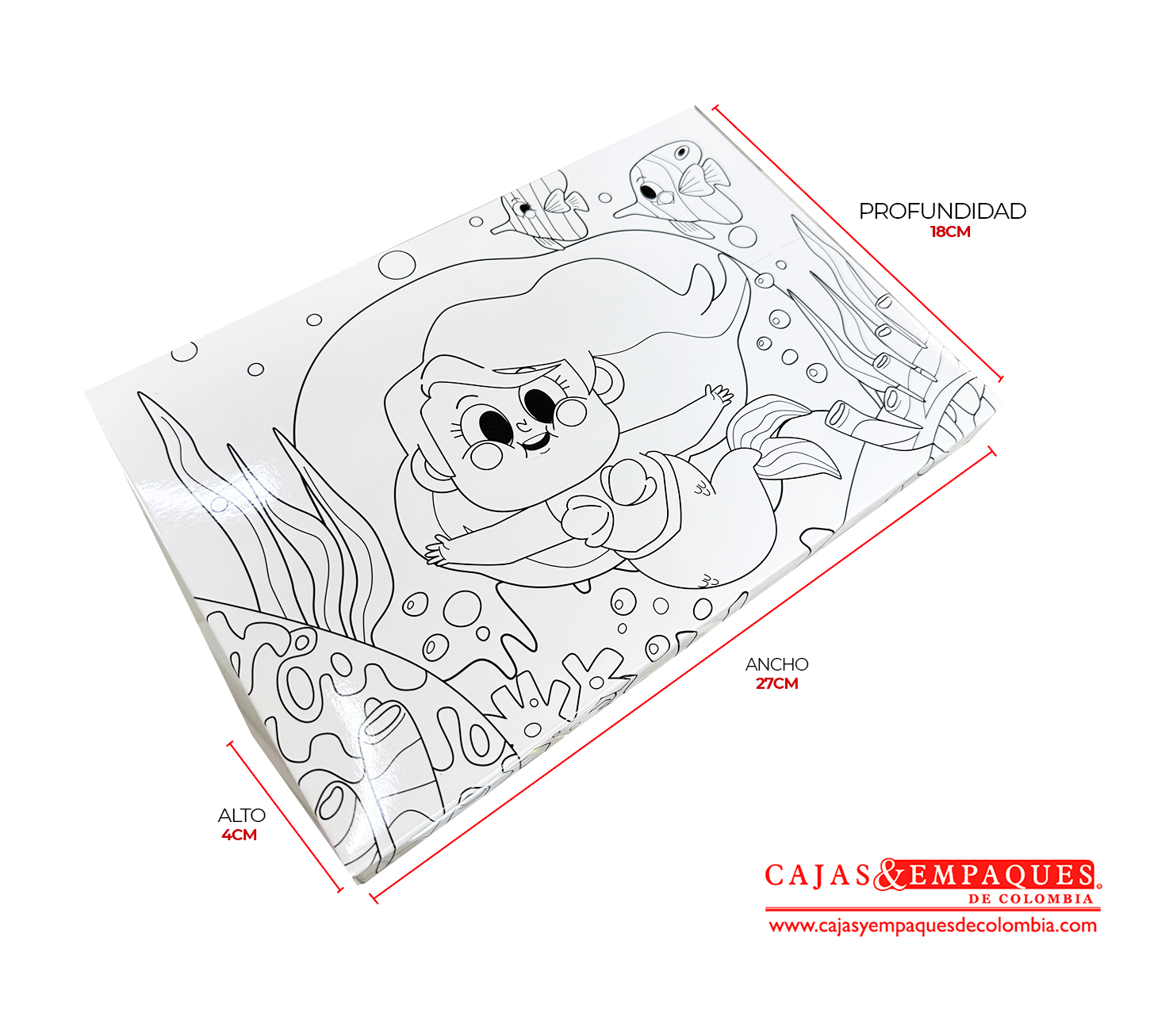 Caja ecológica tapa y base infantil 27x18x4 cm blanco niña Cajas y Empaques de Colombia