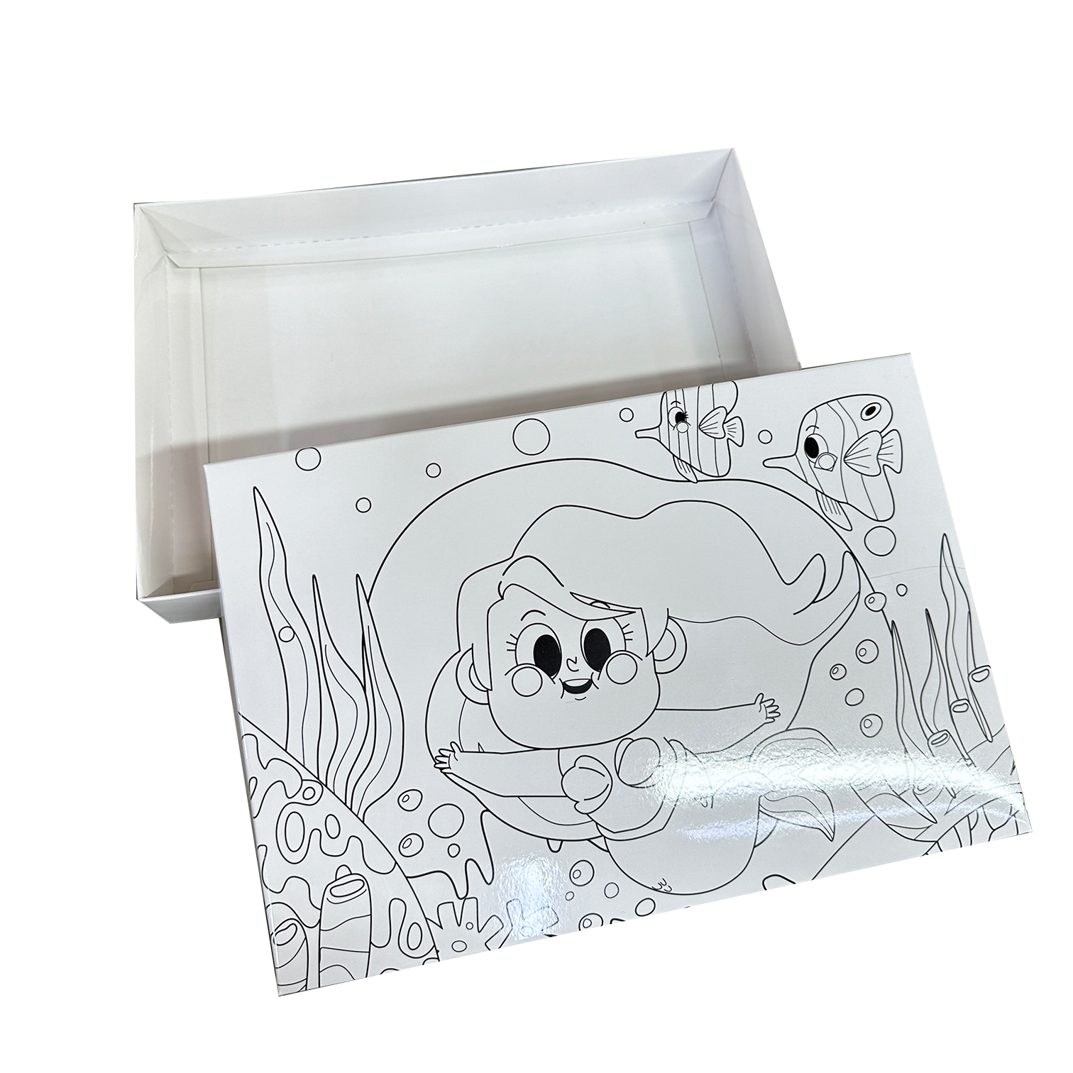Caja ecológica tapa y base infantil 27x18x4 cm blanco niña Cajas y Empaques de Colombia