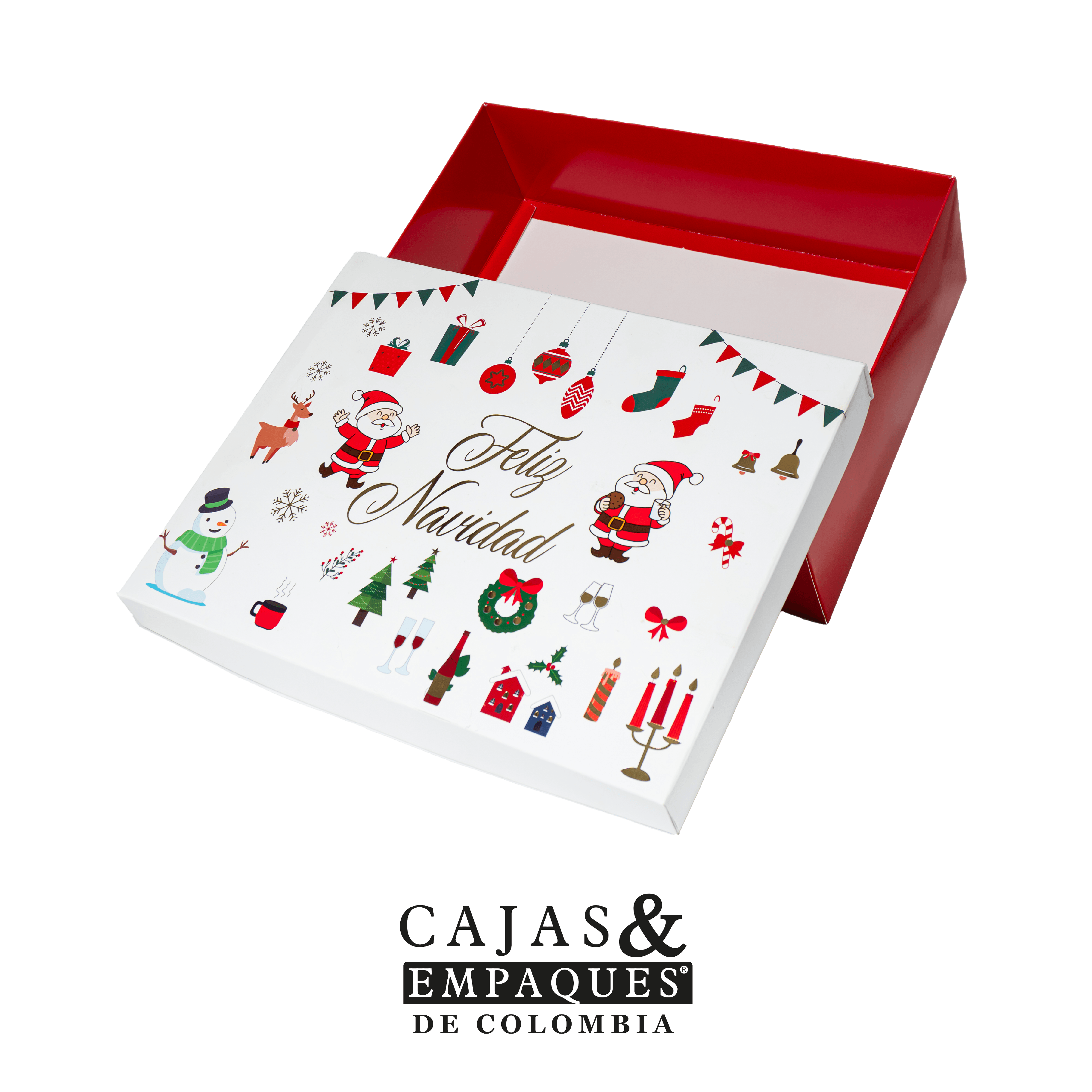 Caja ecológica tapa y base 14x10x3.5 cm blanco Navidad