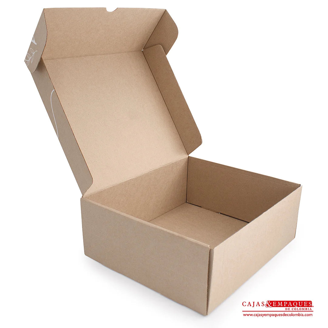 Caja ecológica plegadiza 30x26x11 cm micro-corrugado feliz día Cajas y Empaques de Colombia