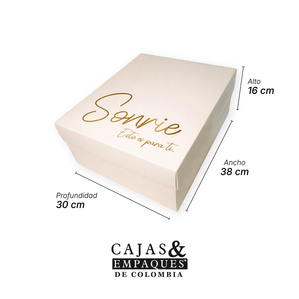Caja ecológica tapa y base 38x30x16 crema - Sonríe