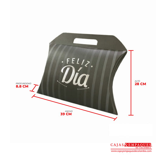 Caja Cojín Feliz Día 39x28x8.8 cm Cajas y Empaques de Colombia