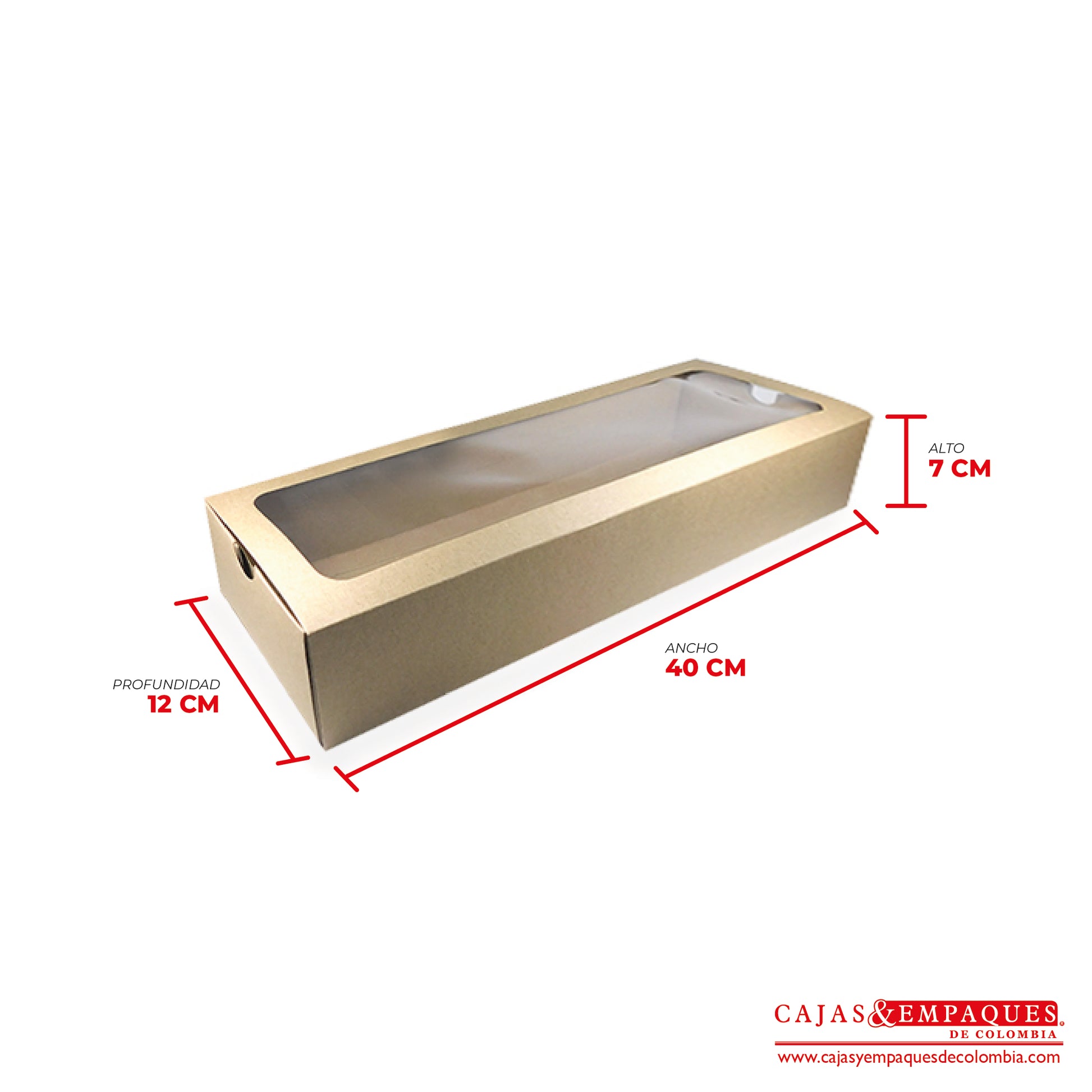 Caja ecológica base y funda con ventana 40x12x7 cm café Cajas y Empaques de Colombia