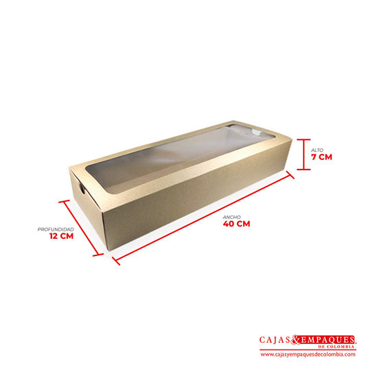Caja ecológica base y funda con ventana 40x12x7 cm café Cajas y Empaques de Colombia