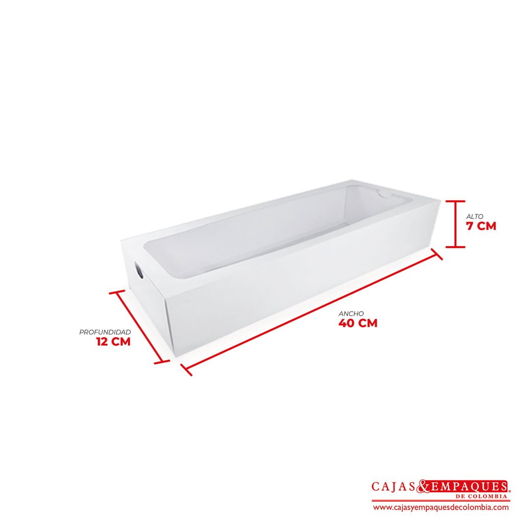 Caja ecológica base y funda con ventana 40x12x7 cm blanco Cajas y Empaques de Colombia
